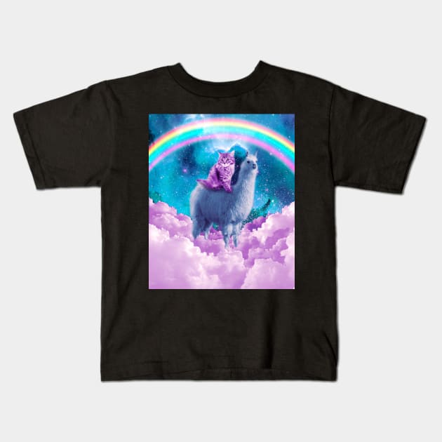 Rainbow Llama - Cat Llama Kids T-Shirt by Random Galaxy